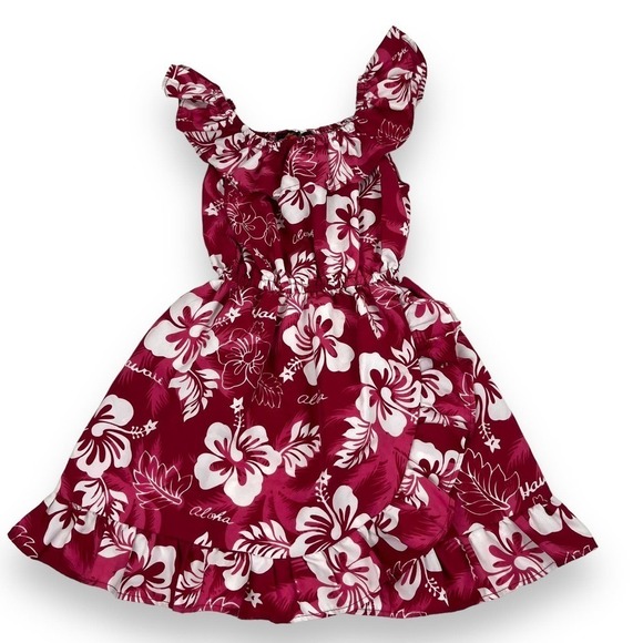 Ali'i Fashion Hawaii Other - Ali'i Fashions Hawaii Dress Kids Girls 6 Magenta Pink Hawaiian Floral Ruffle